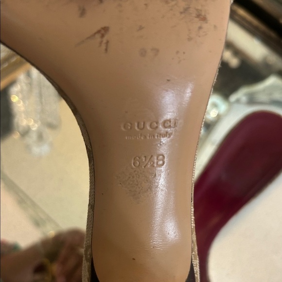 Gucci Women's Burgundy and Tan Heels Size 36 AUTHENTIC - Picture 6 of 8